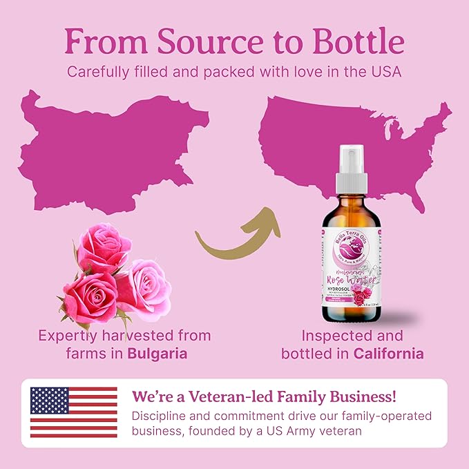 Bella Terra Oils Authentic Rose Water Hydrosol – 1gallon, Steam Distilled, Gentle, Rejuvenating, Refreshing Facial Toner