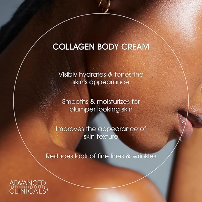 Advanced Clinicals Unscented Collagen Cream Face Moisturizer & Body Lotion + Collagen Body Oil Skincare 2pc Set For Women & Men Helps Reduce Appearance Of Crepey Skin, Wrinkles, & Dry Skin, 2PC Set