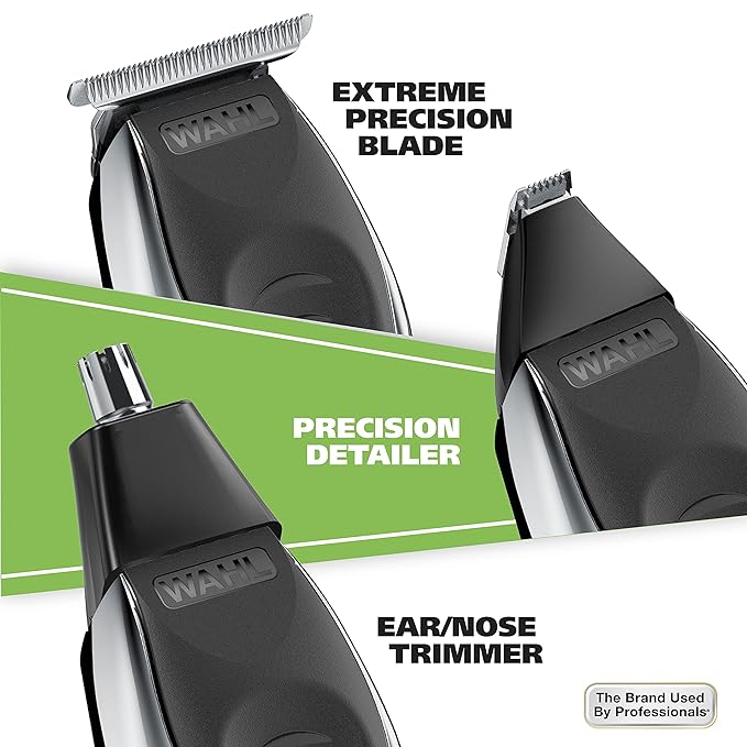 Wahl Aqua Blade® Rechargeable Wet/Dry Lithium-Ion Deluxe Beard Trimmer for Men - Interchangeable Heads for Detailing, Hair, Mustache and Body Grooming - Model 9899-100