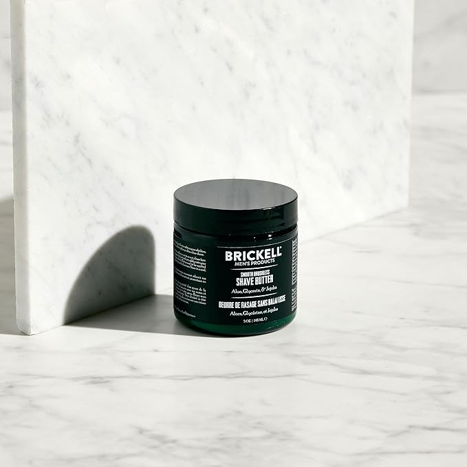 Brickell Men's Smooth Brushless Shave Butter for Men, Natural and Organic Smooth Shaving Butter to Fight Nicks, Cuts and Razor Burn, 5 Ounce, Scented