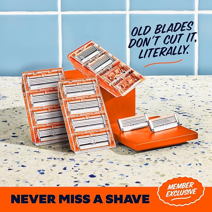 Dollar Shave Club | The Member Exclusive Shave Set | 4 Swift Rinse Refill Cartridges, 1 Handle (Blue), 1 Shave Butter 3 ounce, 1 Razor Cover, Razors for Men
