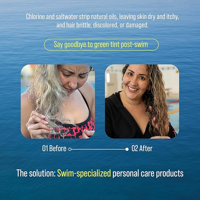 TRIHARD Chlorine Removal Swim Shampoo, Cleanse and Hydrate Hair from Pool and Ocean, Post Swim Chlorine and Hard Water Hair Protection