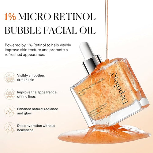1% Retinol Face Oil with Firming, Smoothing & Glowing– Retinol Serum for Face, Lightweight Squalane Facial Oil for Fine Lines, Texture & Anti-Aging, Gentle for All Skin 1.01 fl oz