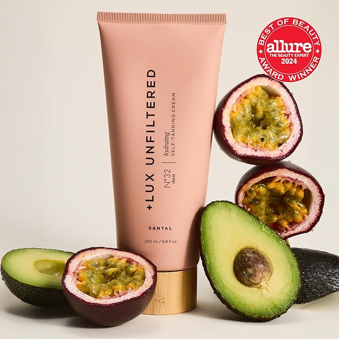 '+ Lux Unfiltered N°32 Gradual Self Tanner, Hydrating Self Tanning Lotion with Shea Butter & Squalane - Non-Sticky, No Transfer, Natural-Looking Tan - Vegan & Cruelty-Free Sunless Tanner - Santal
