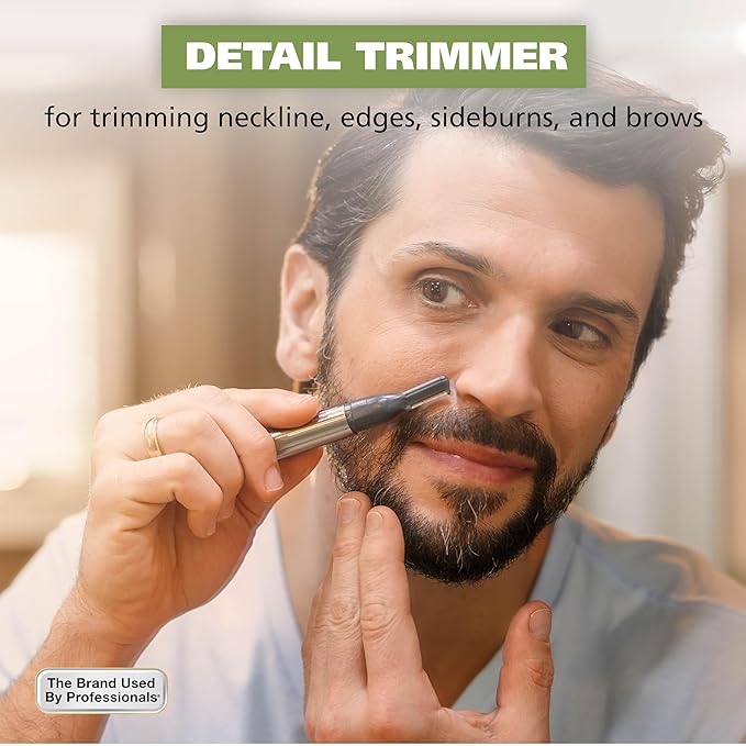 Wahl Micro Groomsman Battery Personal Trimmer for Hygienic Grooming with Rinseable, Interchangeable Heads for Eyebrows, Neckline, Nose, Ears, & Other Detailing - 05640-600