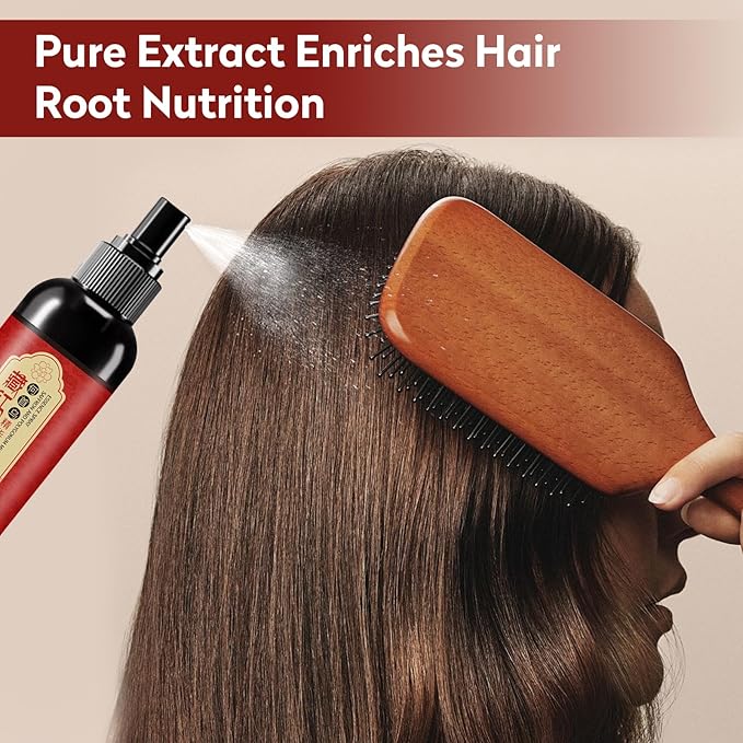 2Pcs Saffron Hair Spray,Herbal Black Hair Spray,Saffron Hairs Blackening Spray,Essence Spray Saffron and Polygonum Multiflorum Leaving Hairs Shiny Non-Frizzy