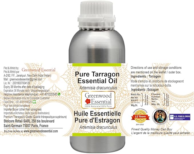 Greenwood Essential Pure Tarragon Essential Oil (Artemisia Dracunculus) Steam Distilled 630ml (21 oz)