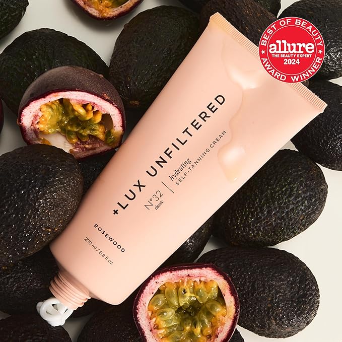 '+ Lux Unfiltered N°32 Gradual Self Tanner, Hydrating Self Tanning Lotion with Shea Butter & Squalane - Non-Sticky, No Transfer, Natural-Looking Tan - Vegan & Cruelty-Free Sunless Tanner - Rosewood