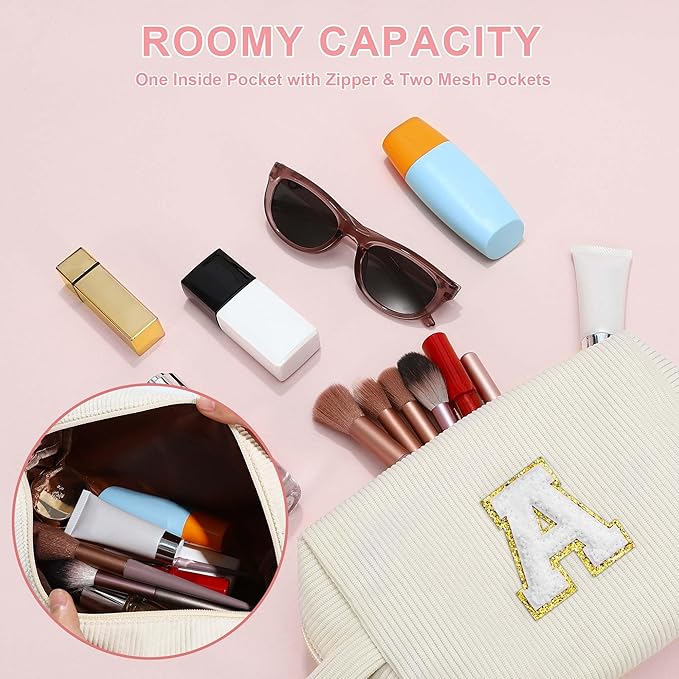 YOOLIFE Cute Makeup Bag - Girls Make Up Bag Cosmetic Bag Teen Girl Gifts Trendy Stuff Gifts for Women Teen Girl Preppy Stuff Skincare Bag Mom Wife Teacher Daughter Sister Birthday Gifts for Her H