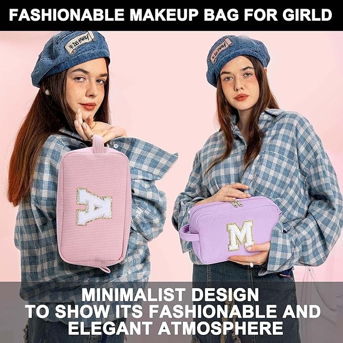 YOOLIFE Cute Makeup Bag - Girls Make Up Bag Cosmetic Bag Teen Girl Gifts Trendy Stuff Gifts for Women Teen Girl Preppy Stuff Skincare Bag Mom Wife Teacher Daughter Sister Birthday Gifts for Her H