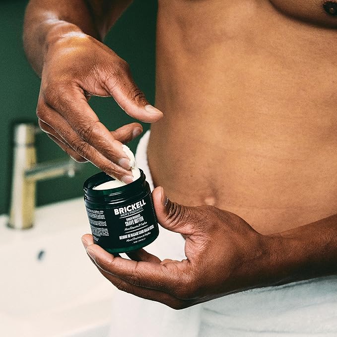 Brickell Men's Smooth Brushless Shave Butter for Men, Natural and Organic Smooth Shaving Butter to Fight Nicks, Cuts and Razor Burn, 5 Ounce, Unscented